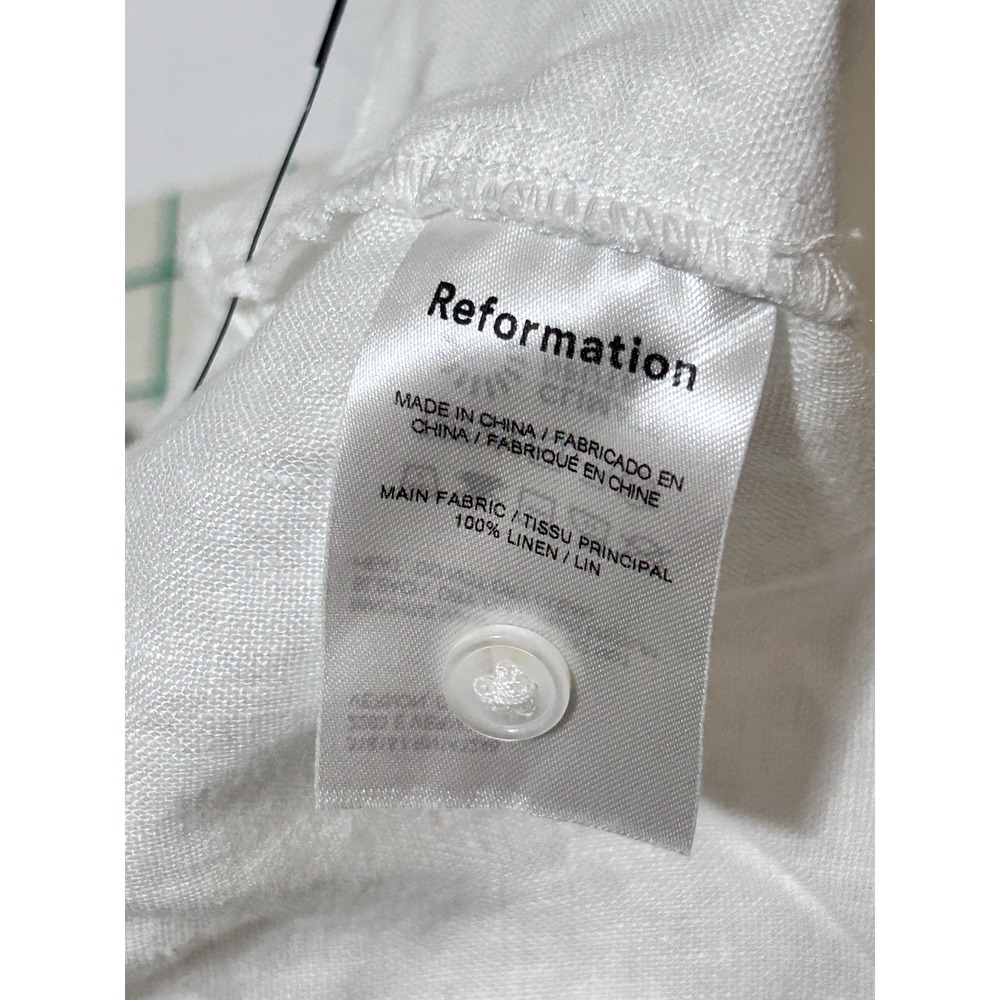 Reformation 12 Tasha Linen Top White Square Neck Puff Sleeve Cottage Milkmaid - Picture 4 of 11